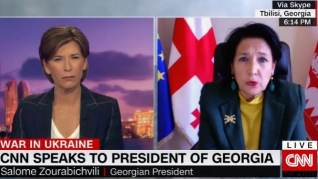 „სიმართლე არაა, რომ საქართველო არ შეუერთდა რუსეთის წინააღმდეგ სანქციებს“ – სალომე ზურაბიშვილი CNN-ის ეთერში